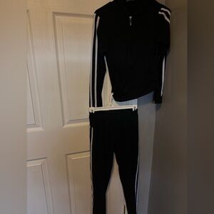 Fashion Nova Black Set with White Stripes